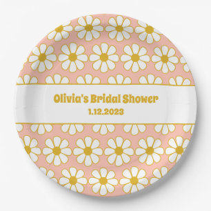 Cute Flower Pattern Personalized Bridal Shower Paper Plate