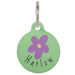 Cute Flower Power Personalized Dog ID Tag