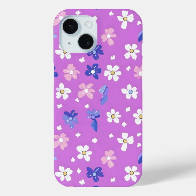Cute Flower Purple Pattern Case-Mate iPhone Case (Back)