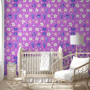 Cute Flower Purple Pattern Wallpaper