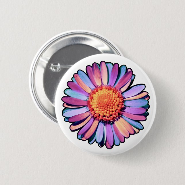   Cute Flower Purple Pink Blue Boho Daisy Bisexual 2 Inch Round Button (Front & Back)