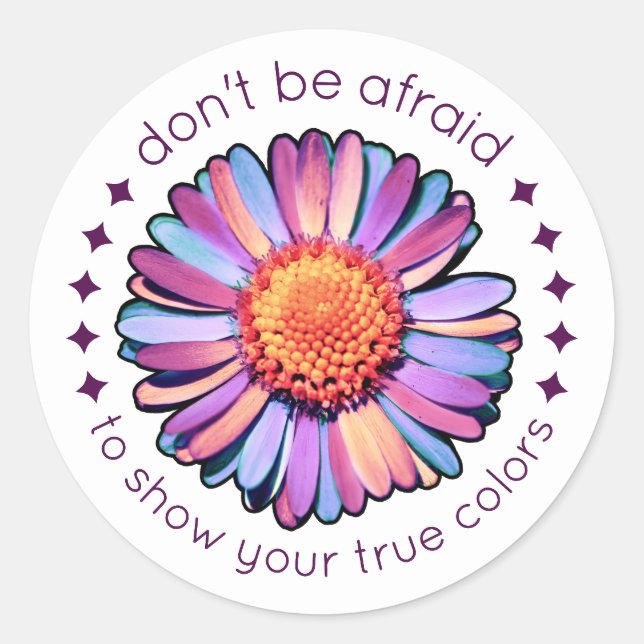 Cute Flower Purple Pink Blue Daisy Womens Bisexual Classic Round Sticker (Front)