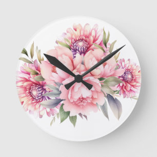 Cute flower round clock