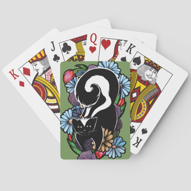 Cute Flower Skunk Playing Cards (Back)