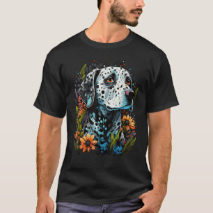 Cute Flower summer Floral Dalmatian T-Shirt