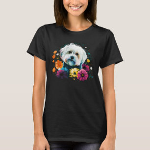 Cute Flower summer Floral Maltese dog 1 T-Shirt
