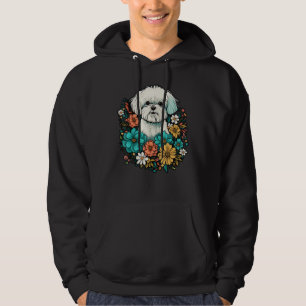 Cute Flower summer Floral Maltese dog Hoodie