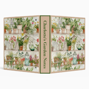 Cute Flower Vase Garden Plants Watercolor Personal Binder