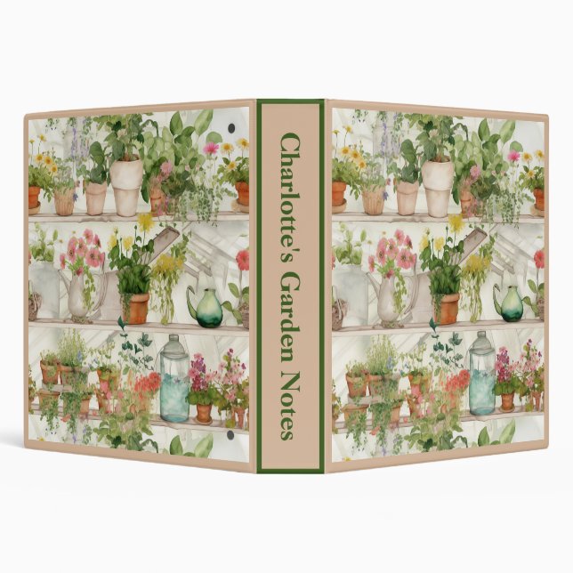 Cute Flower Vase Garden Plants Watercolor Personal Binder (Background)