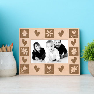 Cute Flowers and Hearts Etched Frames