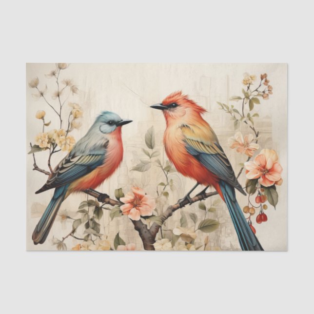Cute flowers bird lovers  tissue paper (Front)