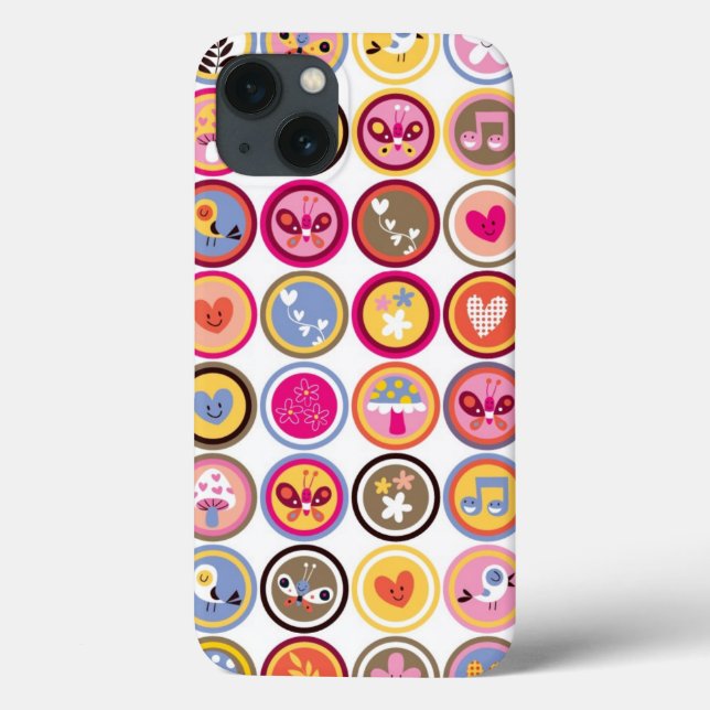 cute flowers, birds, hearts pattern Case-Mate iPhone case (Back)