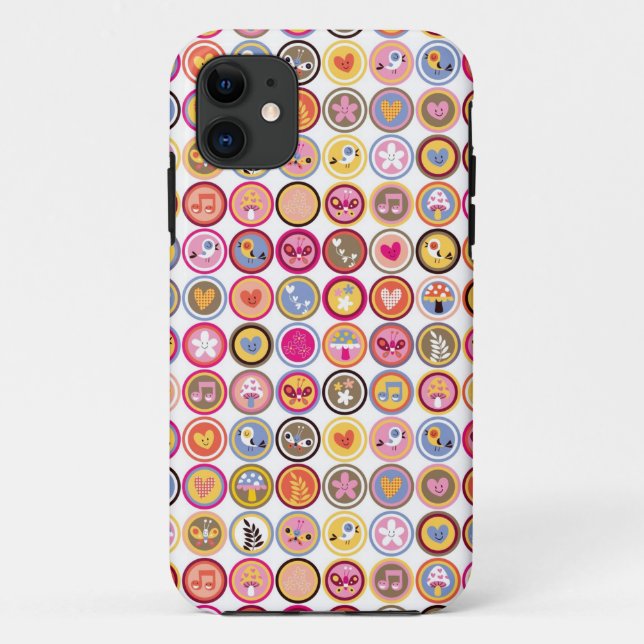 cute flowers, birds, hearts pattern Case-Mate iPhone case (Back)