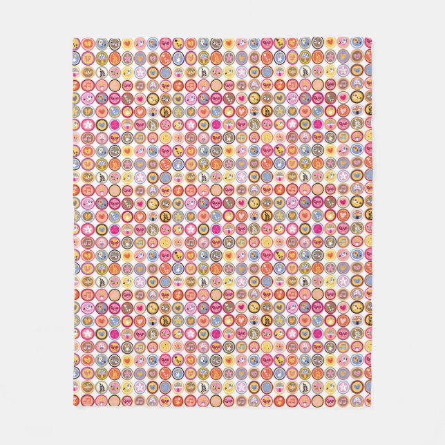 cute flowers, birds, hearts pattern fleece blanket (Front)