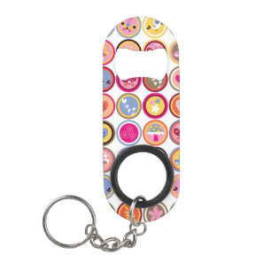 cute flowers, birds, hearts pattern keychain bottle opener