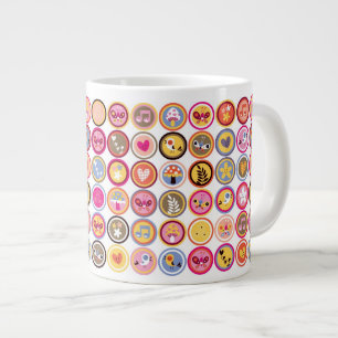 cute flowers, birds, hearts pattern large coffee mug