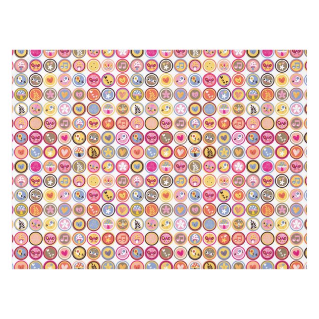 cute flowers, birds, hearts pattern tablecloth (Front (Horizontal))