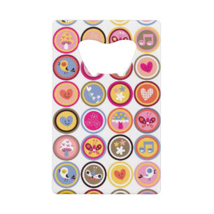 cute flowers, birds, hearts pattern wallet bottle opener