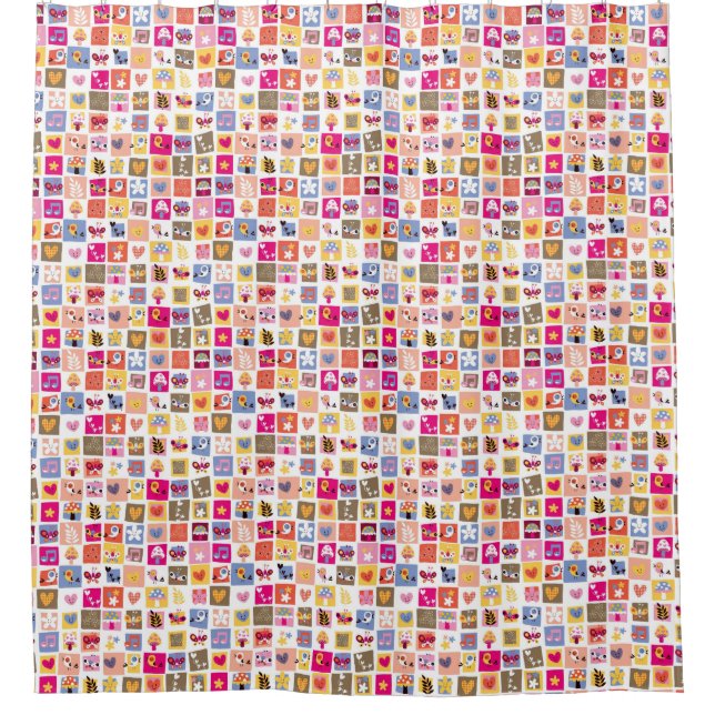 cute flowers, birds, hearts squares pattern (Front)