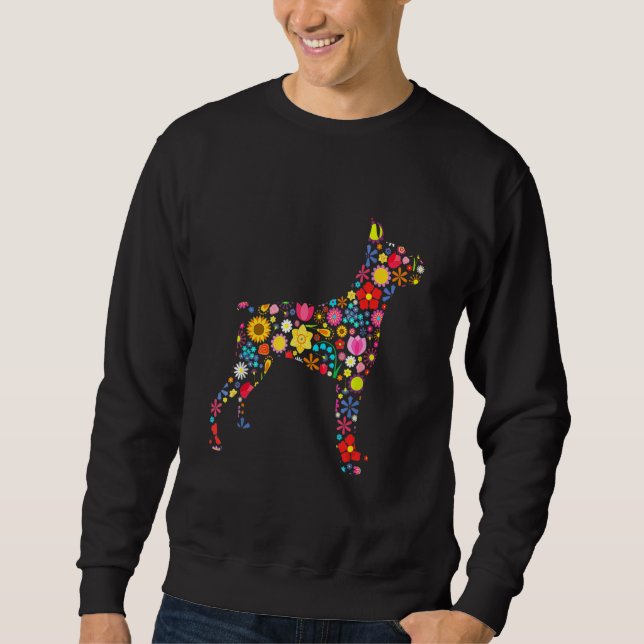 Cute Flowers Boxer Dog Easter Day Dog Sweatshirt (Front)
