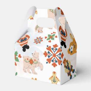Cute Flowers Christmas Pattern with Santa Favor Box