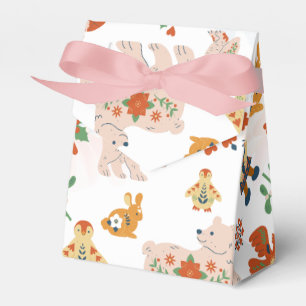 Cute Flowers Christmas Pattern with Santa Favor Box