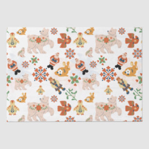 Cute Flowers Christmas Pattern with Santa Tissue Paper