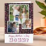 Cute Flowers Happy Mother`s Day 3 Photo  Card<br><div class="desc">Cute Colourful Flowers Happy Mother`s Day 3 Photo Card. Cute flower pattern. Personalize with 3 photos and your message inside. You can change mommy to mom,  mama, ... </div>