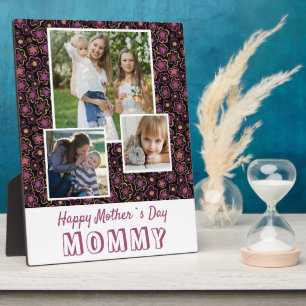 Cute Flowers Happy Mother`s Day Keepsake 3 Photo Plaque