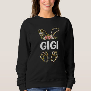 Cute Flowers Leopard Gigi Bunny Easter Mother's Da Sweatshirt