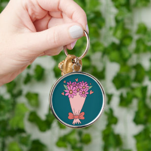 Cute flowers love drawing keychain