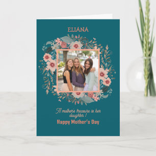 Cute Flowers Mom Daughter Quote Mother's day Photo Card