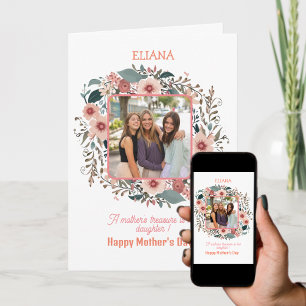 Cute Flowers Mom Daughter Quote Mother's day Photo Card