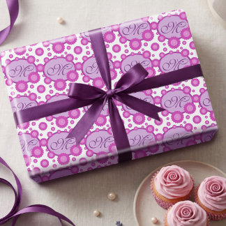 Cute Flowers & Ovals Gift Wrap With Script Text