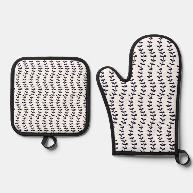 Cute Flowers Oven Mitt & Pot Holder Set (Front)
