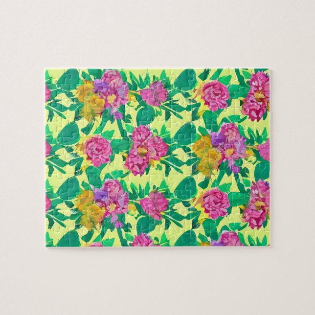 Cute Flowers pattern colourful floral Jigsaw Puzzle (Horizontal)
