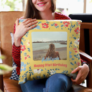 Cute Flowers Photo Gifts for 21 Year Old Female Throw Pillow
