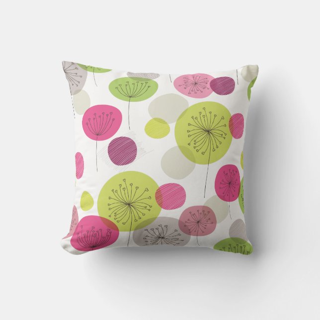 Cute flowers retro abstract pattern design throw pillow (Front)