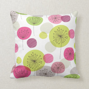 Cute flowers retro abstract pattern design throw pillow