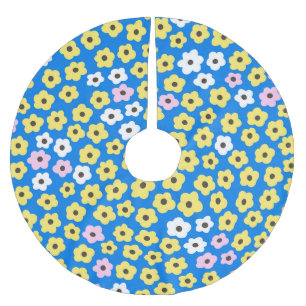 Cute flowers: seamless cartoon pattern. brushed polyester tree skirt