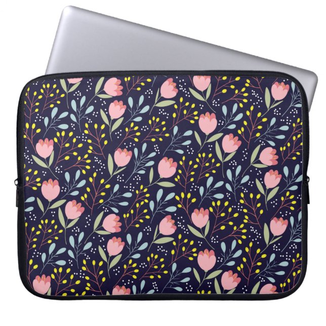 Cute flowers seamless pattern laptop sleeve (Front)