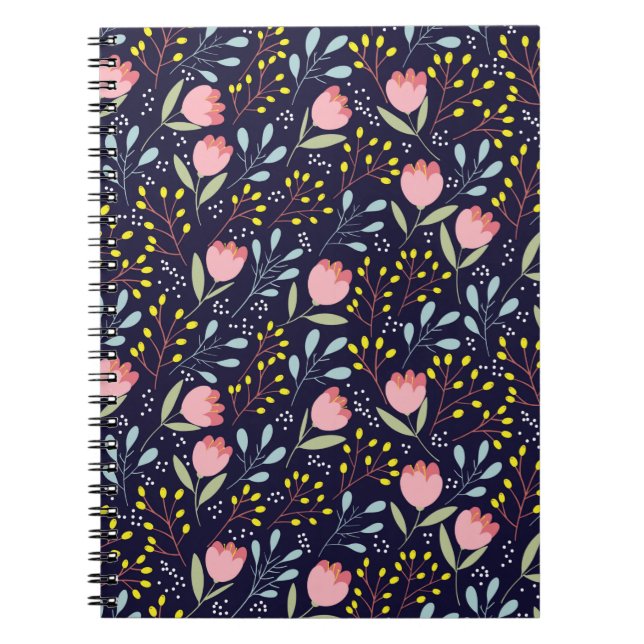 Cute flowers seamless pattern notebook (Front)