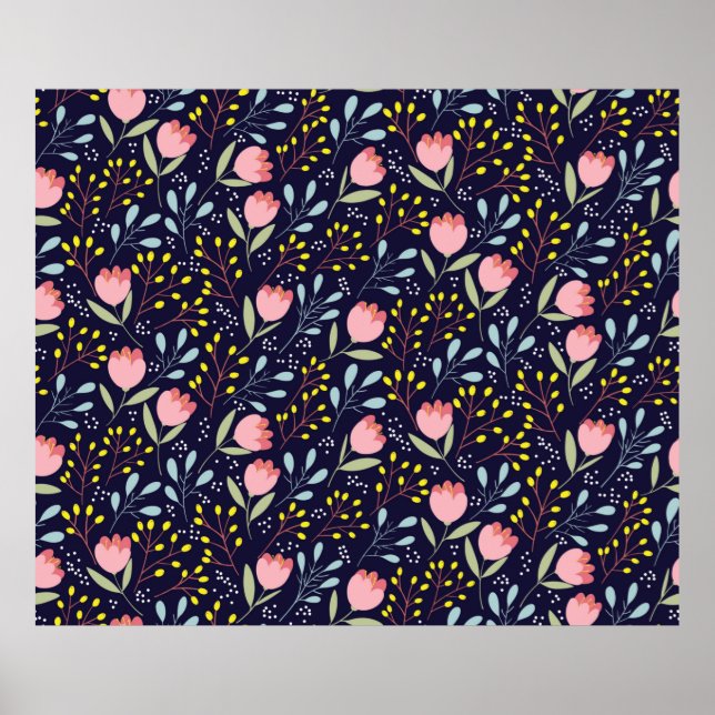Cute flowers seamless pattern poster (Front)