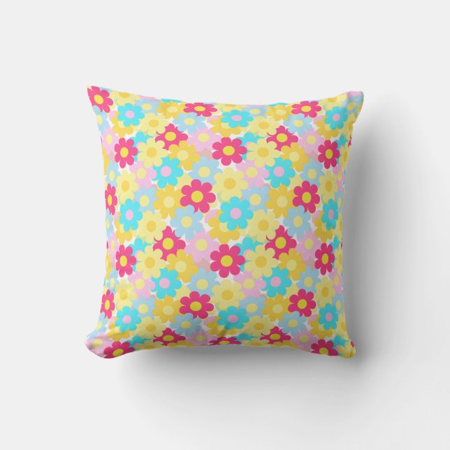 Cute Flowers Throw Pillow (Front)