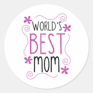 Cute Flowery World's Best Mom Classic Round Sticker