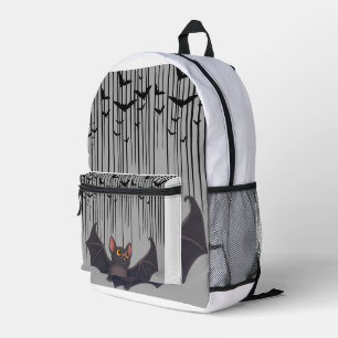 Cute Fluffy Bat Illustration - Spooky Halloween Printed Backpack