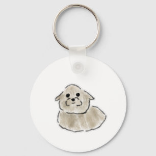 Cute Fluffy Beige Puppy Doodle Keychain