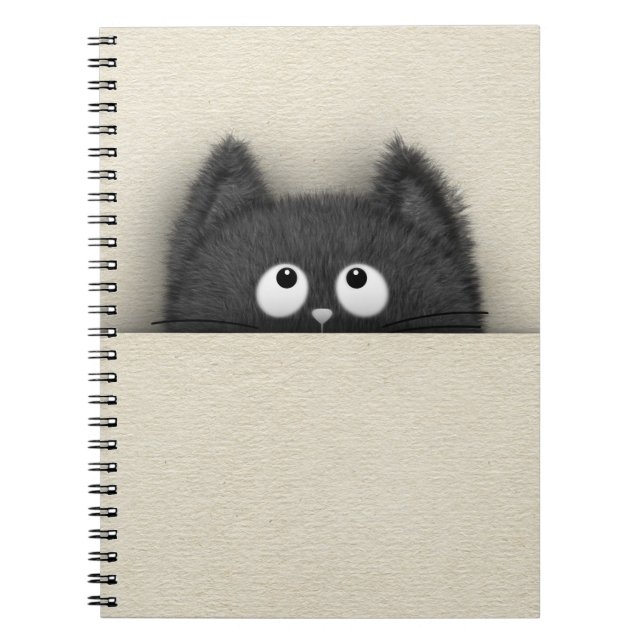 Cute Fluffy Black cat peaking out Notebook (Front)