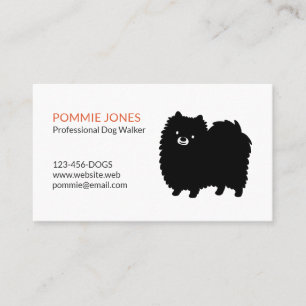 Cute Fluffy Black Pomeranian Cartoon Dog Business Card