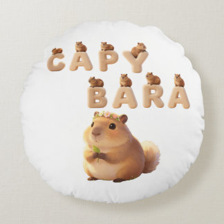 Cute Fluffy Capybara Decorative Pillow, Adorable A Round Pillow